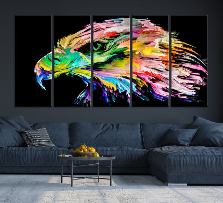 Rainbow Eagle Art Canvas Painting Large Wall Art Rainbow Animal Art Nature Abstract Print Art