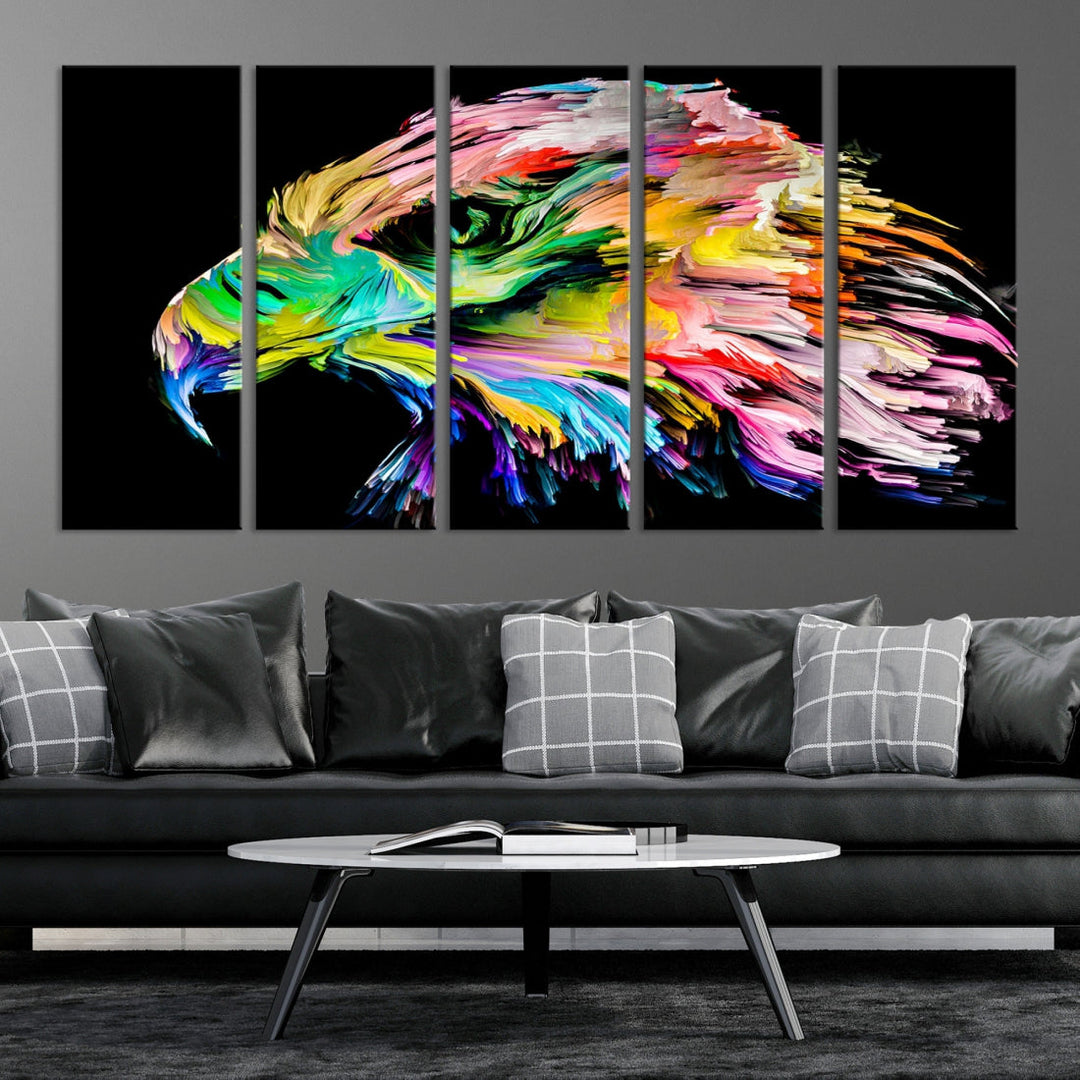 Rainbow Eagle Art Canvas Painting Large Wall Art Rainbow Animal Art Nature Abstract Print Art