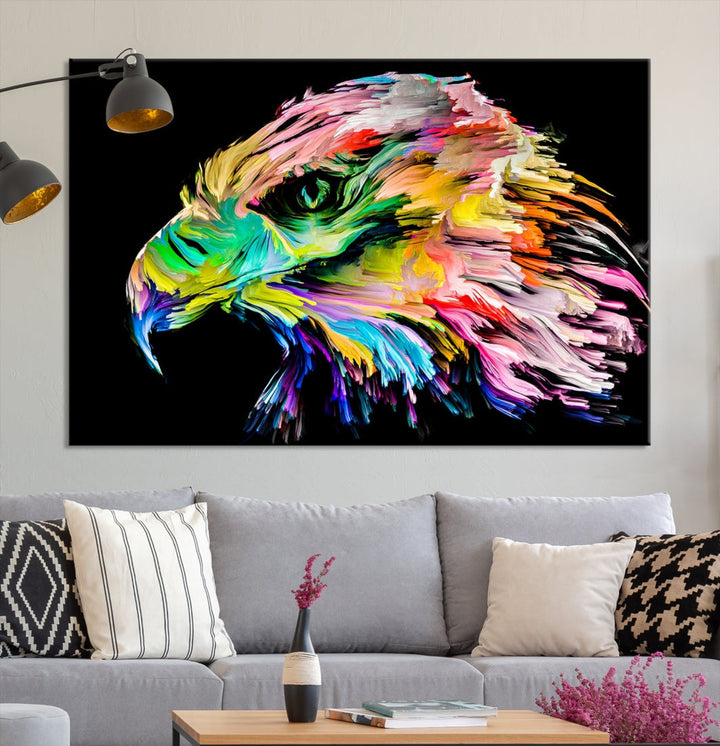 Rainbow Eagle Art Canvas Painting Large Wall Art Rainbow Animal Art Nature Abstract Print Art