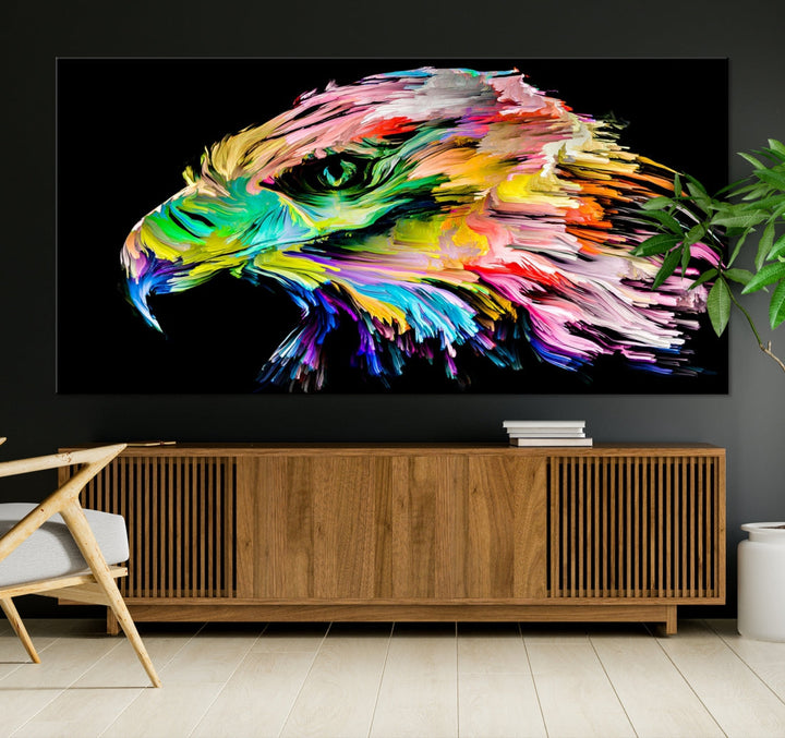 Rainbow Eagle Art Canvas Painting Large Wall Art Rainbow Animal Art Nature Abstract Print Art