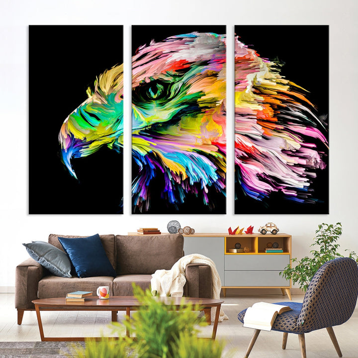 Rainbow Eagle Art Canvas Painting Large Wall Art Rainbow Animal Art Nature Abstract Print Art