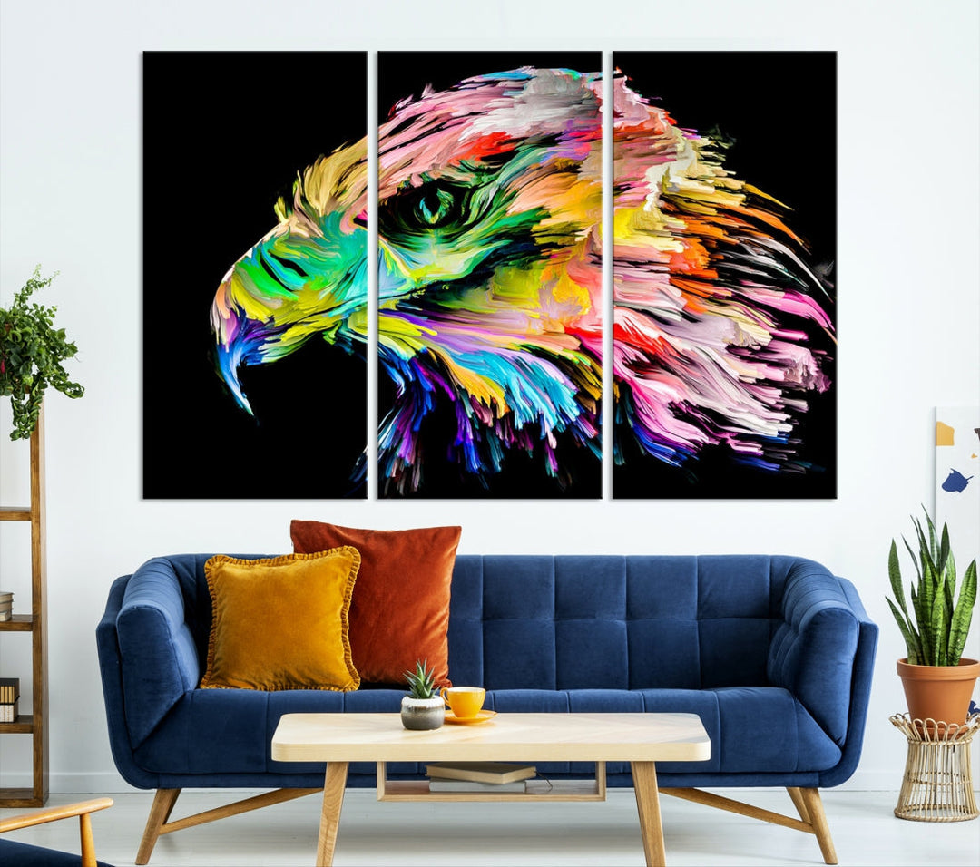 Rainbow Eagle Art Canvas Painting Large Wall Art Rainbow Animal Art Nature Abstract Print Art