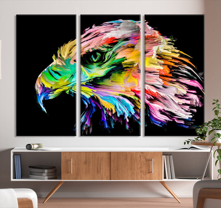 Rainbow Eagle Art Canvas Painting Large Wall Art Rainbow Animal Art Nature Abstract Print Art