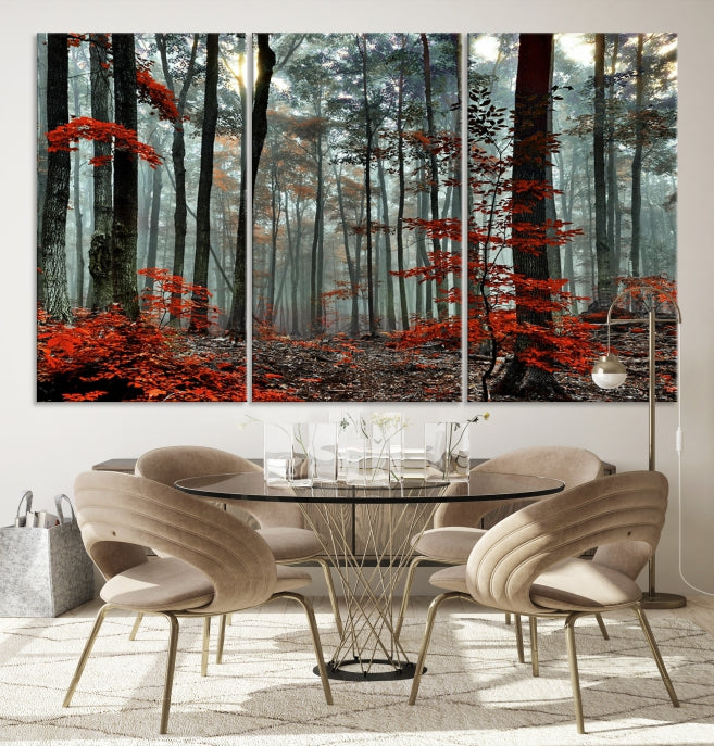 Red Forest Trees Large Wall Art Canvas Print for Living Room Dining Room Home Office Wall Decor Artwork