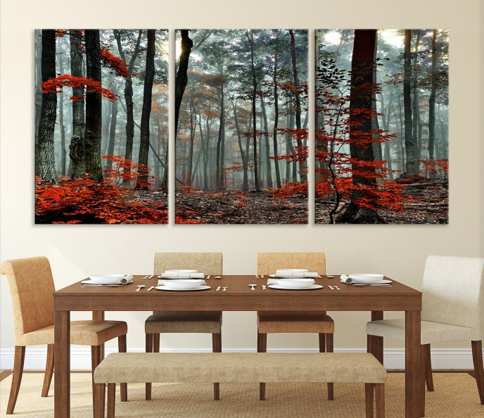 Red Forest Trees Large Wall Art Canvas Print for Living Room Dining Room Home Office Wall Decor Artwork