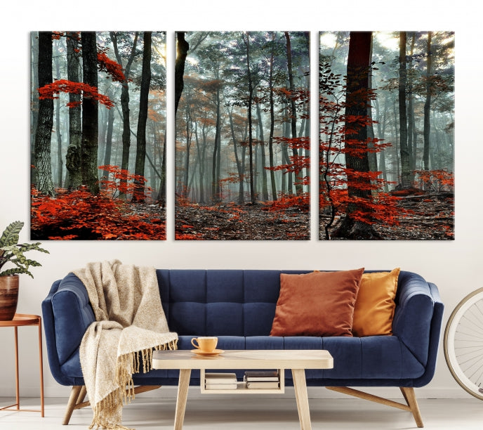 Red Forest Trees Large Wall Art Canvas Print for Living Room Dining Room Home Office Wall Decor Artwork