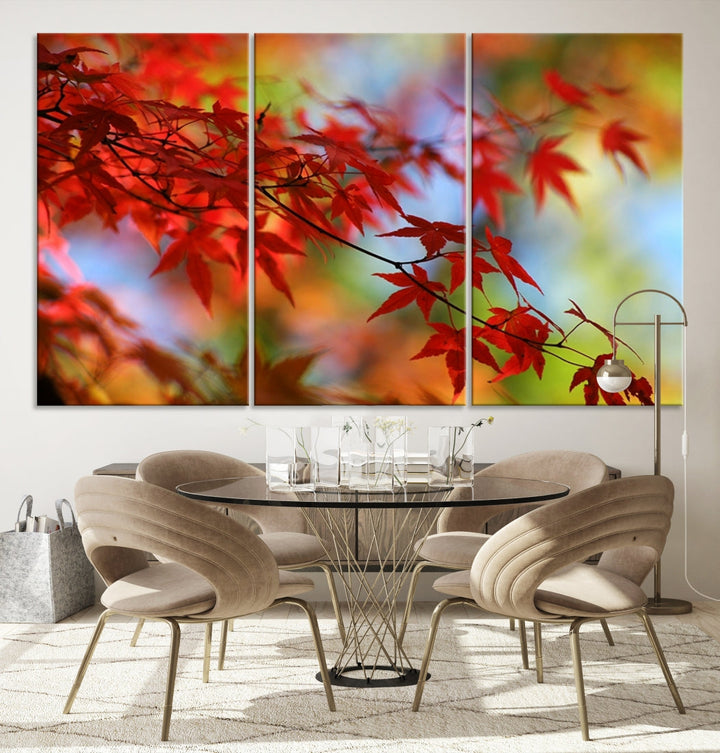 Red Leaves in Autumn Giclee Canvas Wall Art Print Framed