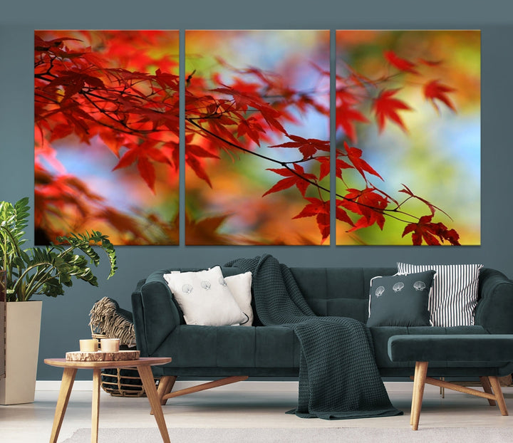 Red Leaves in Autumn Giclee Canvas Wall Art Print Framed