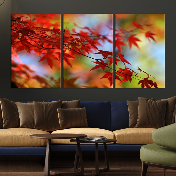 Red Leaves in Autumn Giclee Canvas Wall Art Print Framed