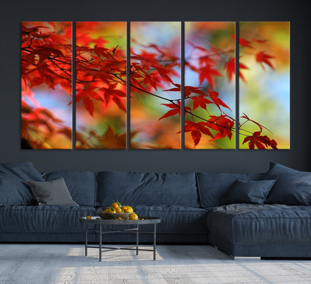 Red Leaves in Autumn Giclee Canvas Wall Art Print Framed