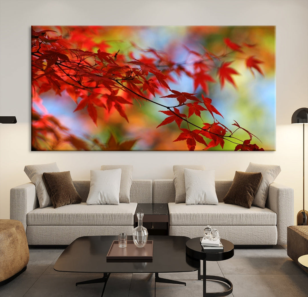 Red Leaves in Autumn Giclee Canvas Wall Art Print Framed