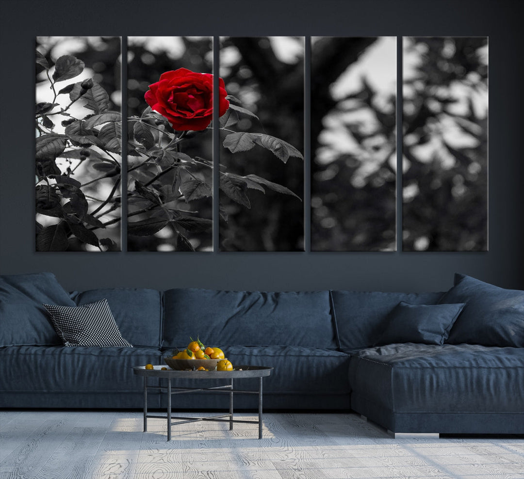 Red Rose with Black & White Background Love Canvas Wall Art Print Rose Canvas Art Love Artwork