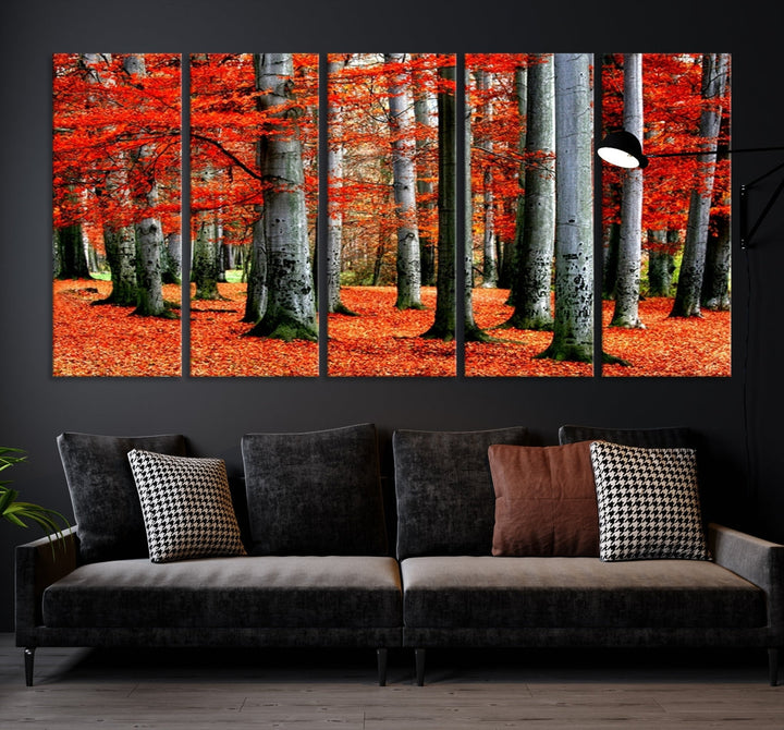 Red Tree Autumn Landscape Fall Scenery Giclee Canvas Extra Large Wall Art Print