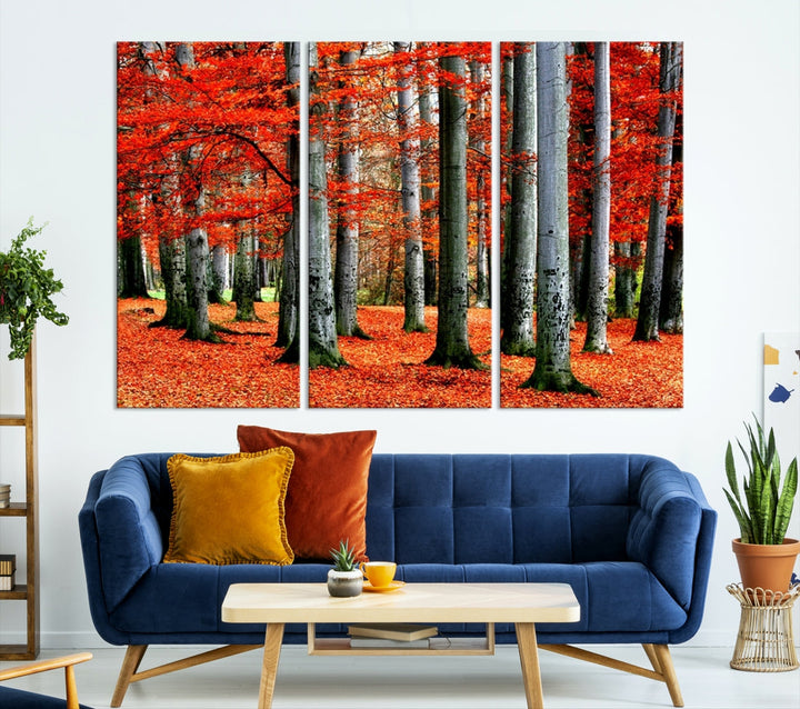 Red Tree Autumn Landscape Fall Scenery Giclee Canvas Extra Large Wall Art Print