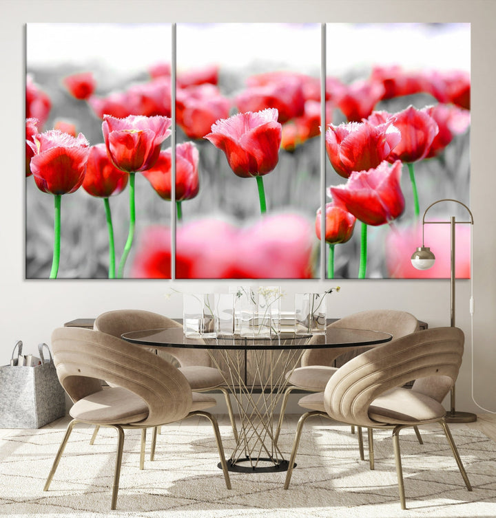 Red Tulip Flowers Canvas Wall Art Print Floral Canvas Art Tulips Print