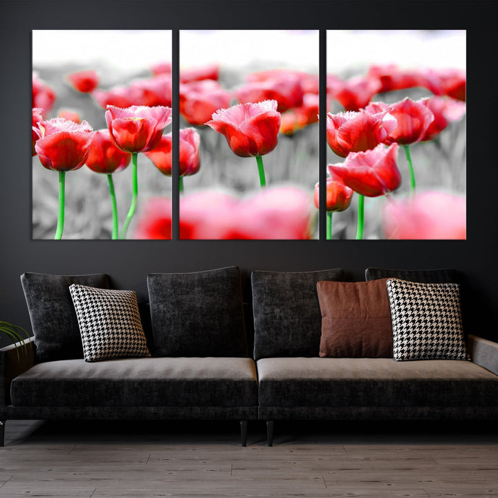 Red Tulip Flowers Canvas Wall Art Print Floral Canvas Art Tulips Print