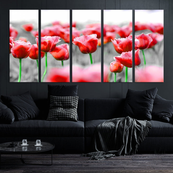 Red Tulip Flowers Canvas Wall Art Print Floral Canvas Art Tulips Print