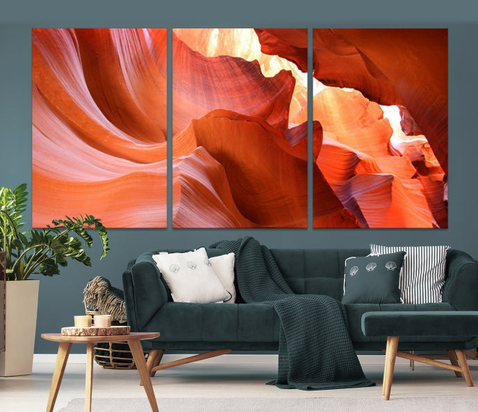 Red Wave Shape Rock Formation Antelope Large Canvas Wall Art Canvas Print