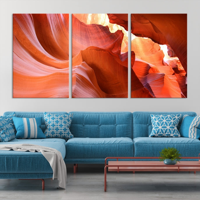 Red Wave Shape Rock Formation Antelope Large Canvas Wall Art Canvas Print