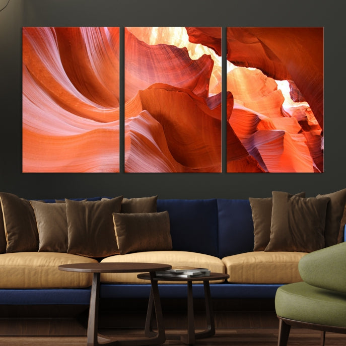 Red Wave Shape Rock Formation Antelope Large Canvas Wall Art Canvas Print