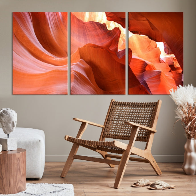 Red Wave Shape Rock Formation Antelope Large Canvas Wall Art Canvas Print