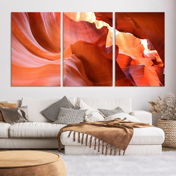 Red Wave Shape Rock Formation Antelope Large Canvas Wall Art Canvas Print