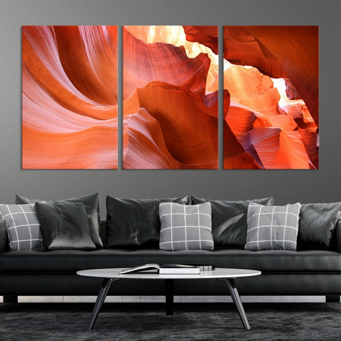 Red Wave Shape Rock Formation Antelope Large Canvas Wall Art Canvas Print