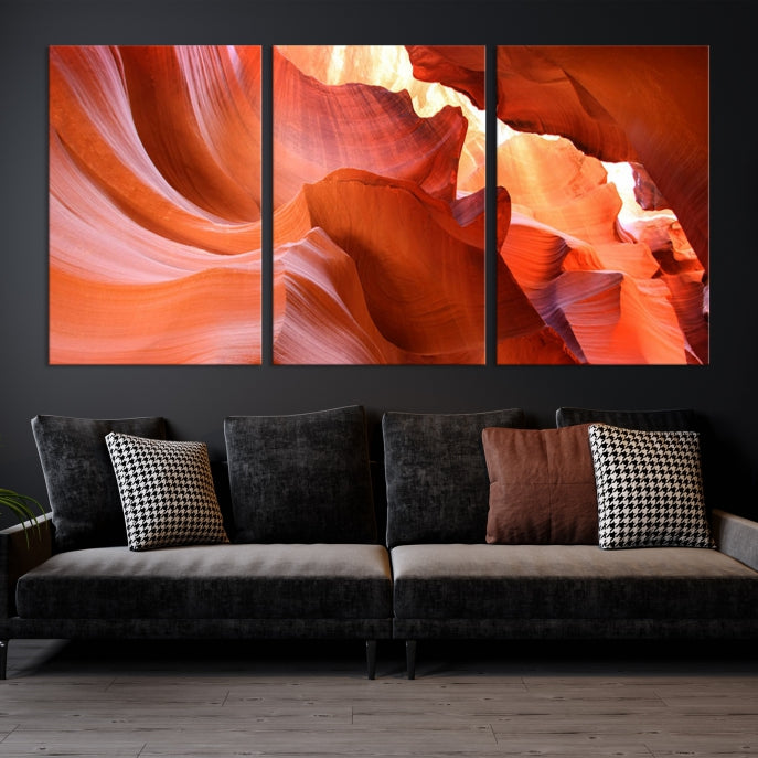 Red Wave Shape Rock Formation Antelope Large Canvas Wall Art Canvas Print