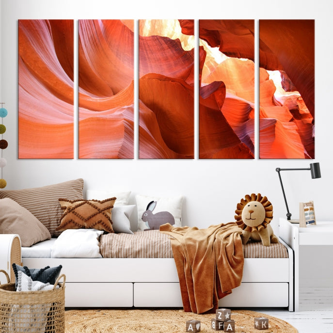 Red Wave Shape Rock Formation Antelope Large Canvas Wall Art Canvas Print