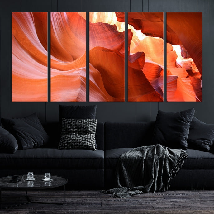 Red Wave Shape Rock Formation Antelope Large Canvas Wall Art Canvas Print