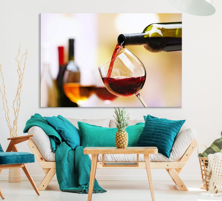 Red Wine in Glass Giclee Extra Large Wall Art Canvas Print