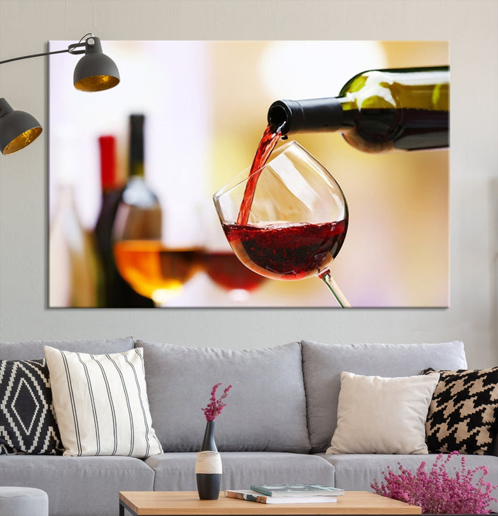 Red Wine in Glass Giclee Extra Large Wall Art Canvas Print