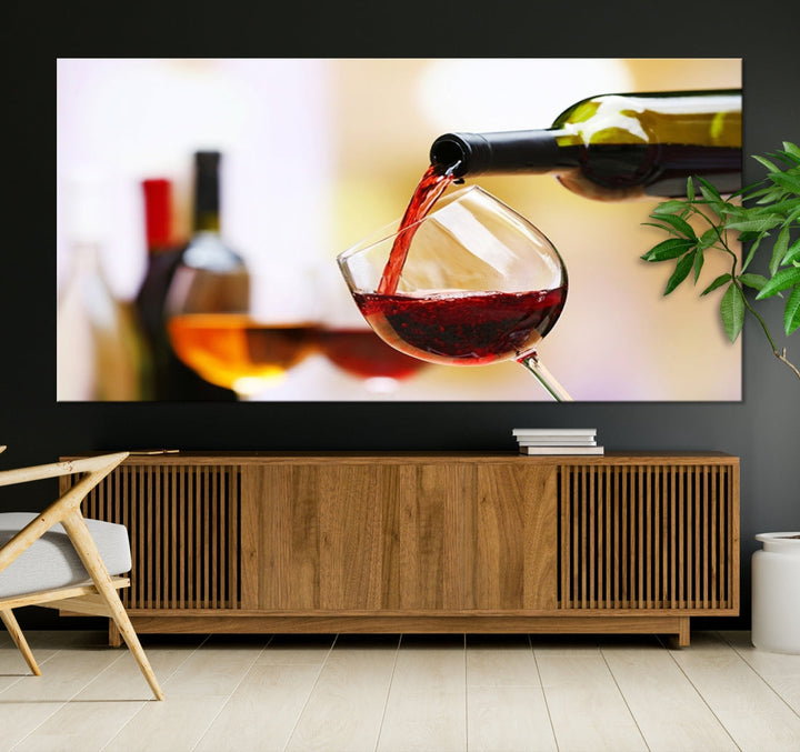 Red Wine in Glass Giclee Extra Large Wall Art Canvas Print