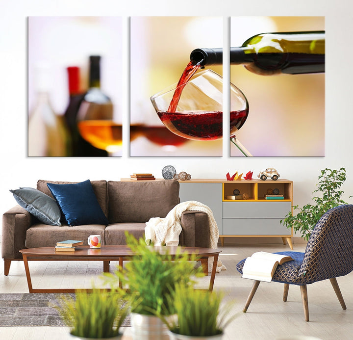 Red Wine in Glass Giclee Extra Large Wall Art Canvas Print