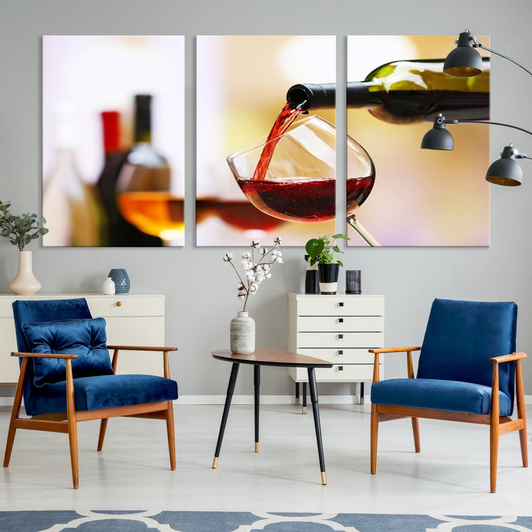 Red Wine in Glass Giclee Extra Large Wall Art Canvas Print