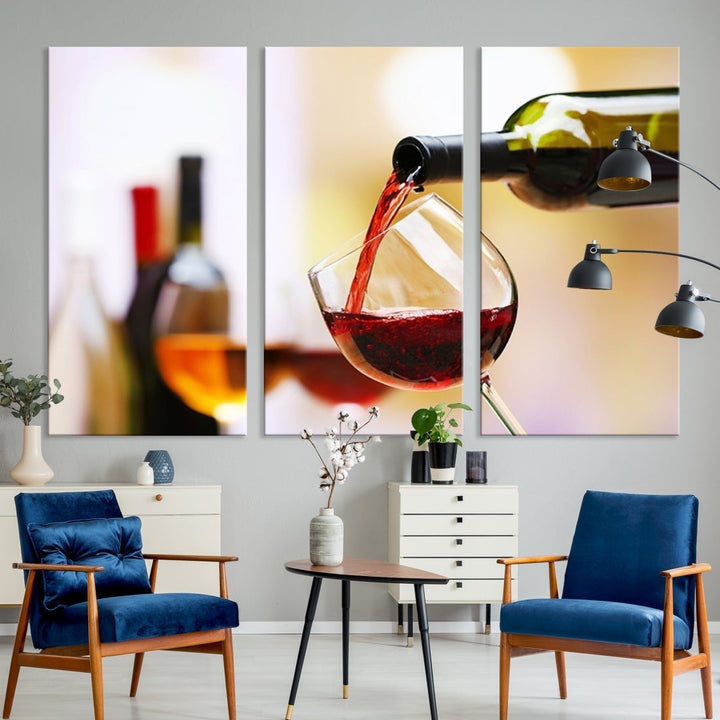 Red Wine in Glass Giclee Extra Large Wall Art Canvas Print