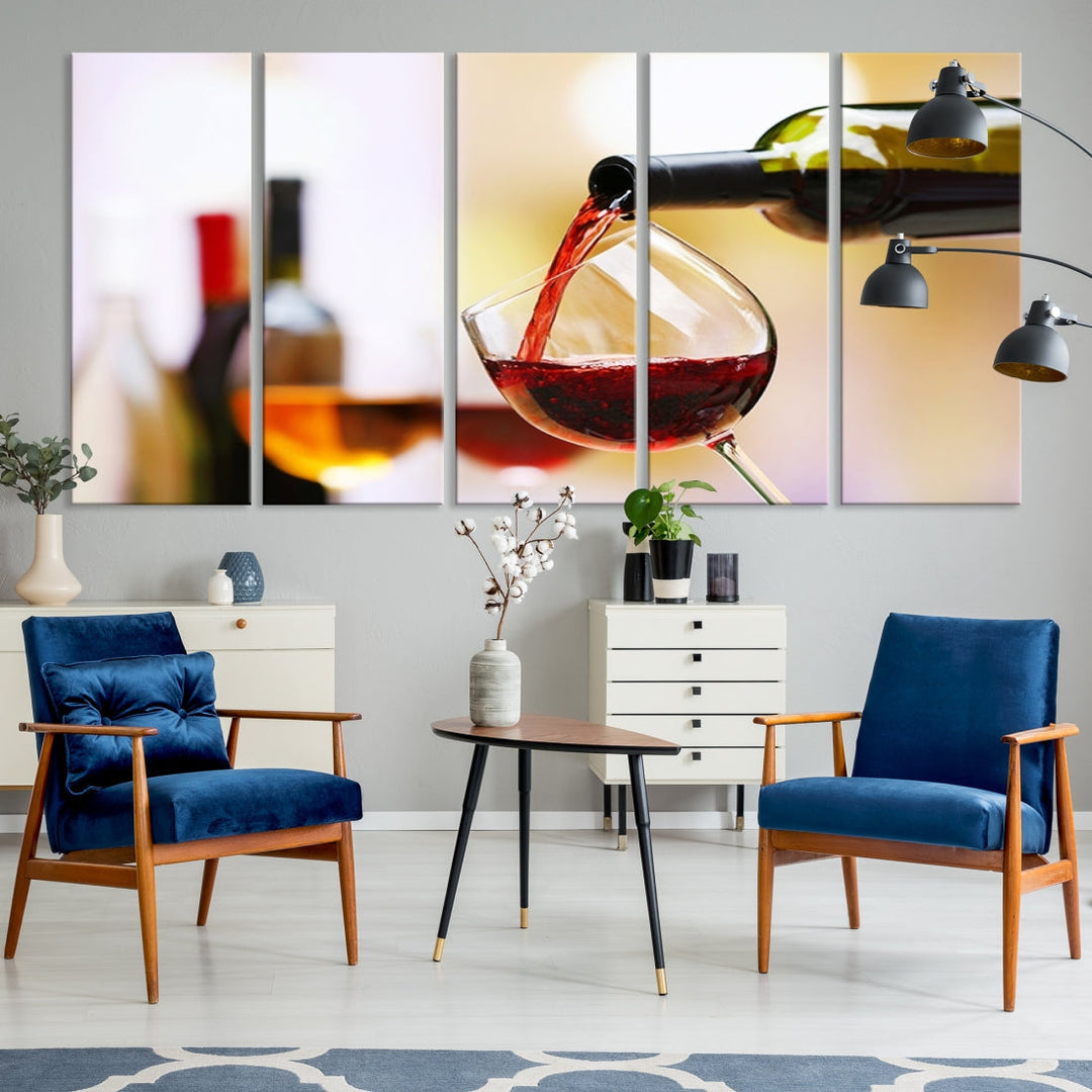 Red Wine in Glass Giclee Extra Large Wall Art Canvas Print