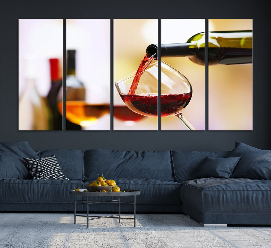 Red Wine in Glass Giclee Extra Large Wall Art Canvas Print