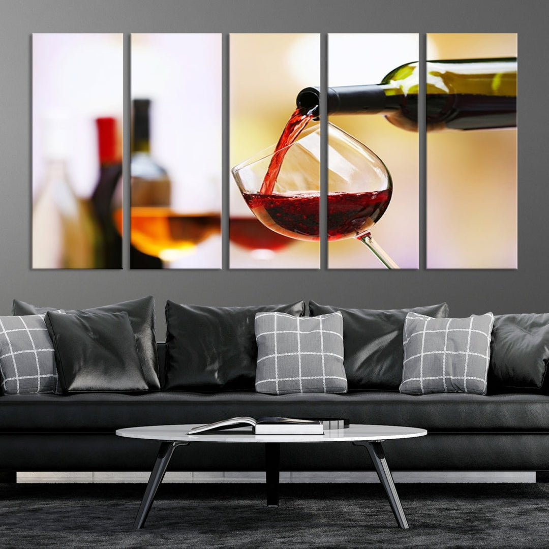 Red Wine in Glass Giclee Extra Large Wall Art Canvas Print