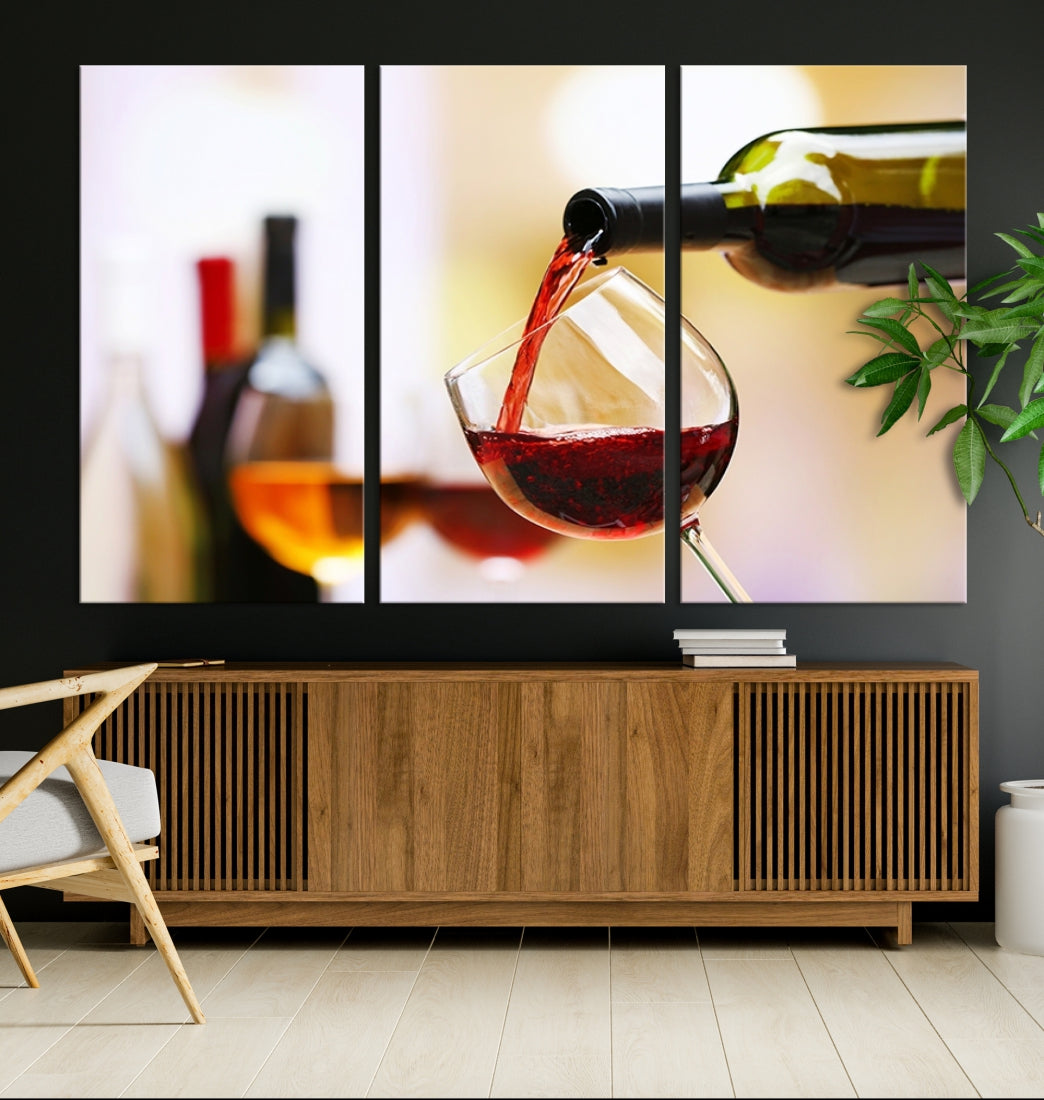 Red Wine in Glass Giclee Extra Large Wall Art Canvas Print