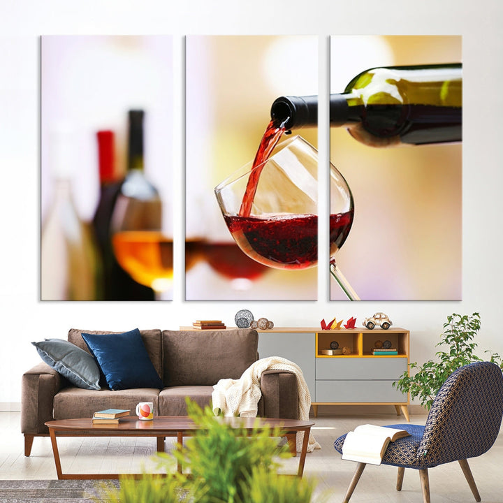 Red Wine in Glass Giclee Extra Large Wall Art Canvas Print