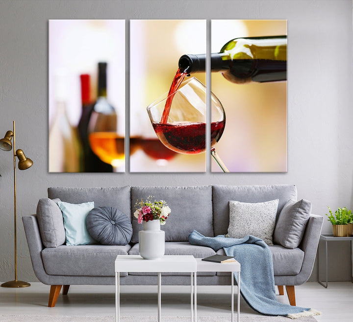 Red Wine in Glass Giclee Extra Large Wall Art Canvas Print