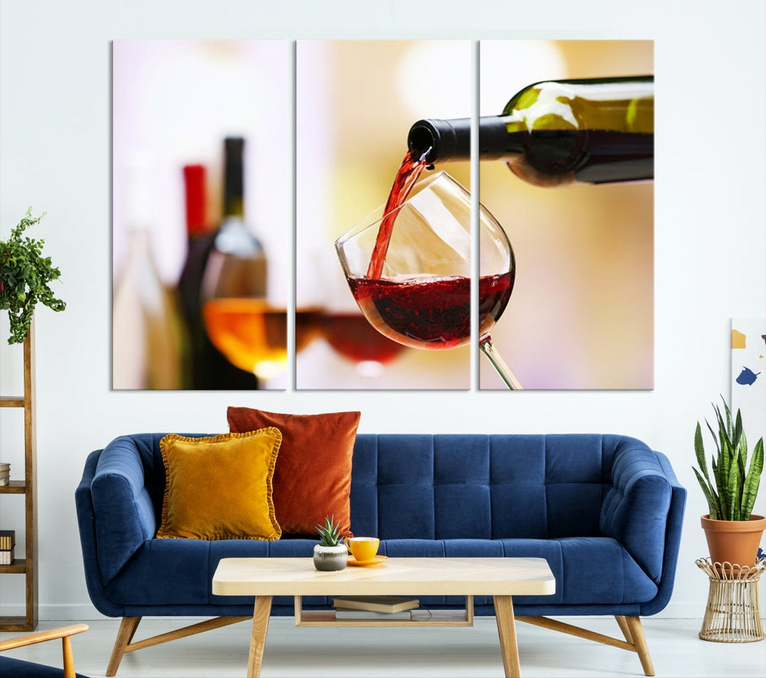 Red Wine in Glass Giclee Extra Large Wall Art Canvas Print