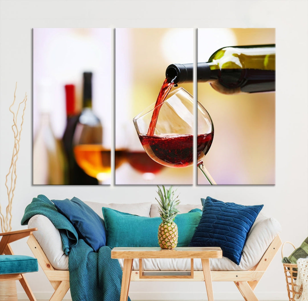 Red Wine in Glass Giclee Extra Large Wall Art Canvas Print