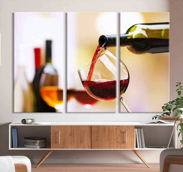 Red Wine in Glass Giclee Extra Large Wall Art Canvas Print