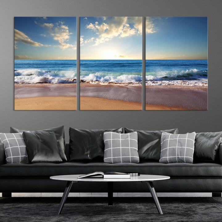 Relaxing Beach Tropical Ocean Sunset Canvas Coastal Wall Art Print