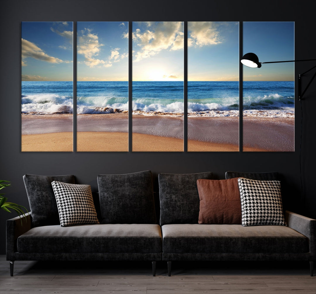 Relaxing Beach Tropical Ocean Sunset Canvas Coastal Wall Art Print