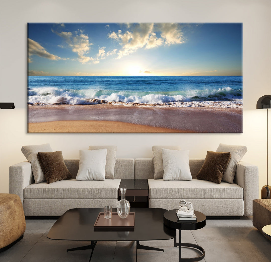 Relaxing Beach Tropical Ocean Sunset Canvas Coastal Wall Art Print