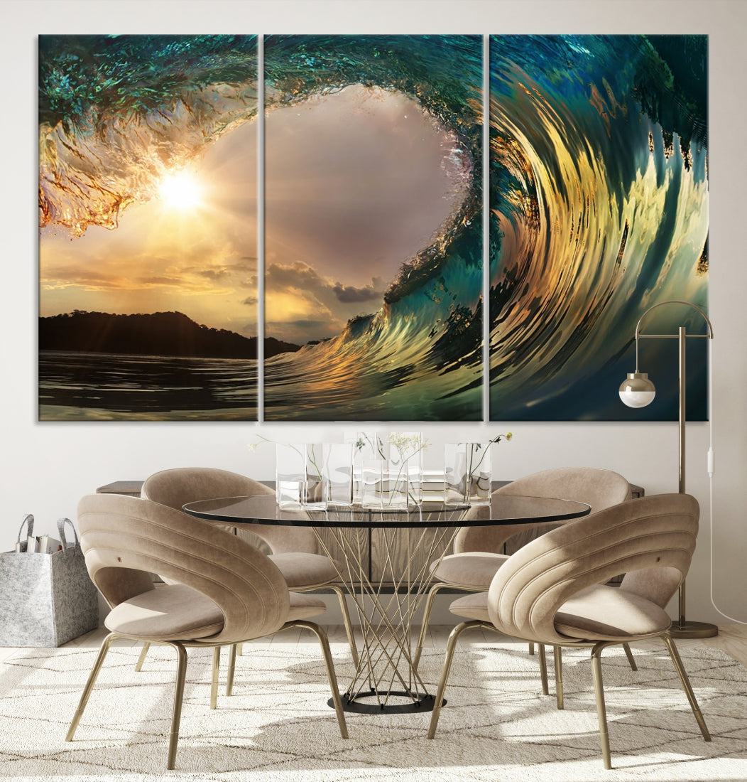 Rip Curl Big Wave on Ocean Landscape Canvas Wall Art Print Artwork for Home Decor