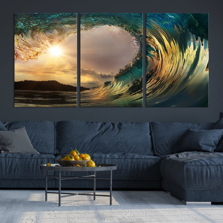 Rip Curl Big Wave on Ocean Landscape Canvas Wall Art Print Artwork for Home Decor